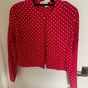 Dennis Goldsmith Vintage 1980s red with white polka dot skirt set size 6